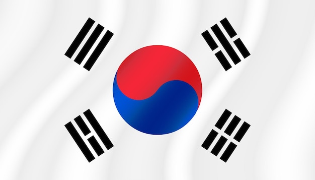 Wavy flag of South Korea vector