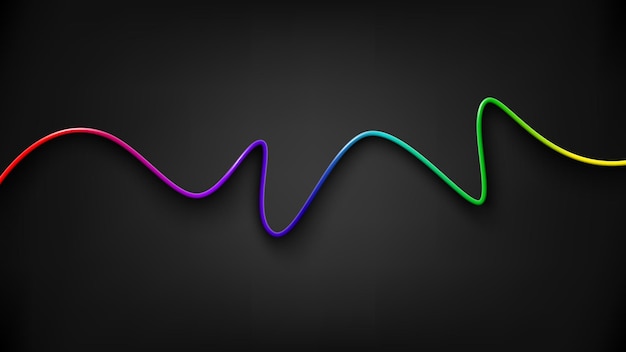 Wavy Glowing Rainbow Lines Vector Illustration