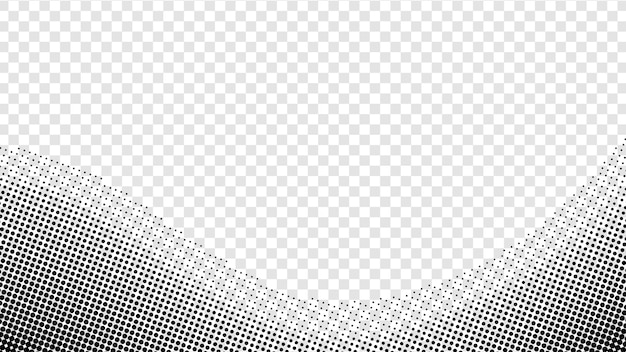 Vector wavy halftone dotted transparent background hd black and white