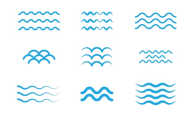 Wavy line set Water or wave symbol collection