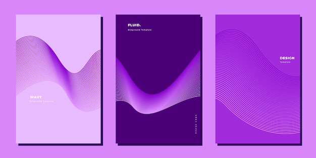 Wavy lines background template set copy space for brochure, poster, bsuiness card, or cover