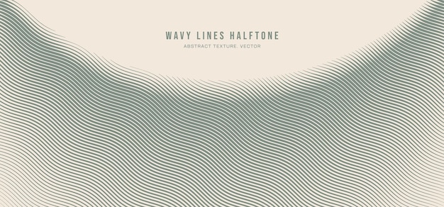 Wavy Lines Halftone Engraving Pattern Abstract Vector Semicircle Green Border