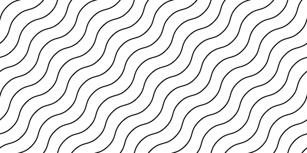 Wavy lines seamless pattern Undulate stripes repeating background Black and white diagonal waves