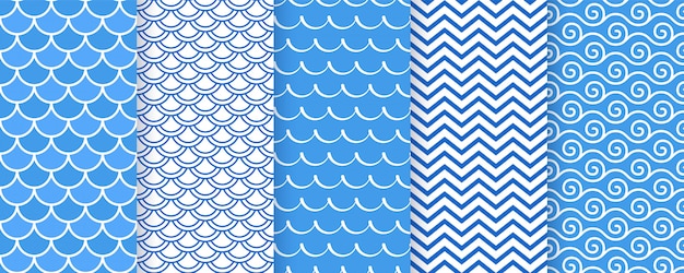 Wavy seamless pattern. Sea geometric prints.