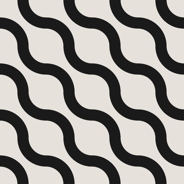 Wavy seamless striped diagonal pattern Vector simple endless background Geometric curve texture