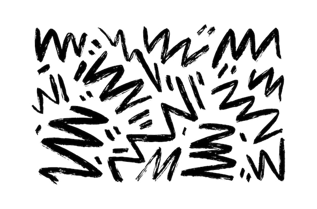 Vector wavy and swirled brush strokes vector pattern black paint freehand scribbles abstract ink background