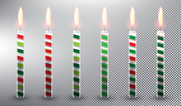  wax candles Birthday cake candles  Christmas decoration Isolated on white background