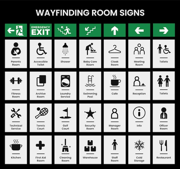 Way finding room door signs print ready vector