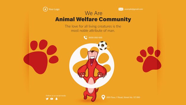 Vector we are animal welfare community landscape banner design template