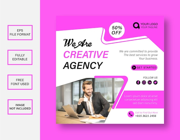 We are creative agency and corporate social media post template