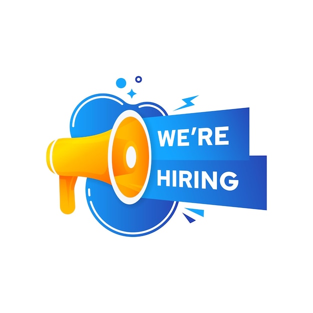 We are hiring job offer alert with megaphone