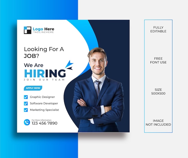 we are hiring job position social media template