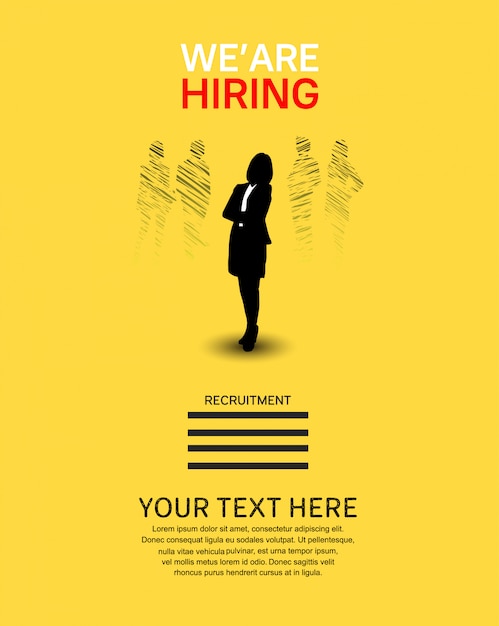 Vector we are hiring job poster with woman silhouette