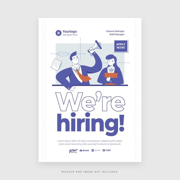 We are Hiring Job Recruitment Flyer Template in Vector