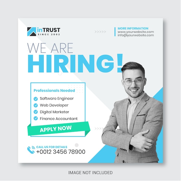 We are hiring job vacancy banner or social media post template