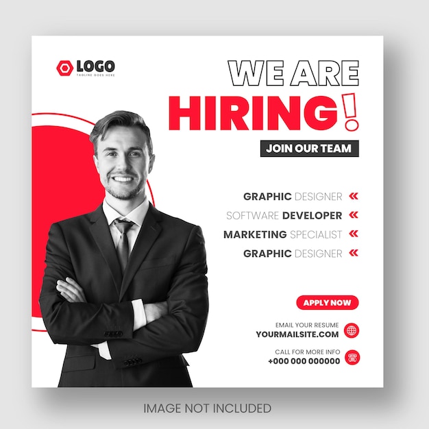 We are hiring job vacancy facebook or instagram or social media post amp web banner design template