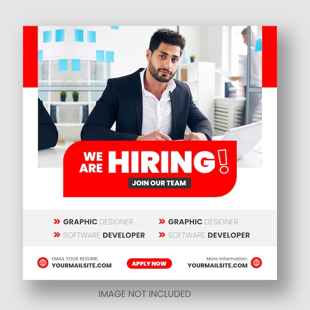 We are hiring job vacancy facebook or instagram or social media post amp web banner design template