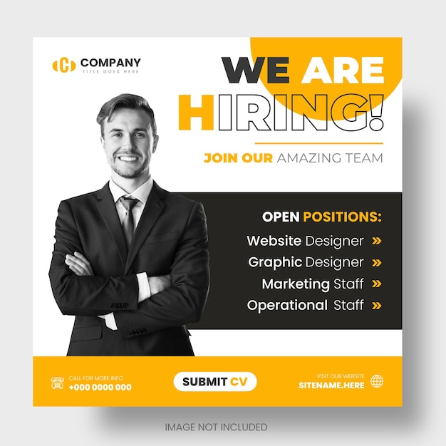 We are hiring job vacancy facebook or instagram or social media post amp web banner design template