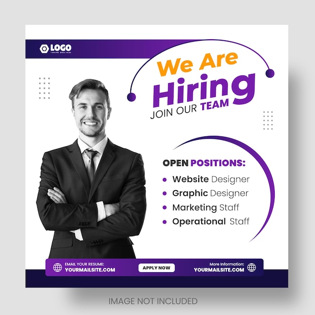 We are hiring job vacancy facebook or instagram or social media post amp web banner design template