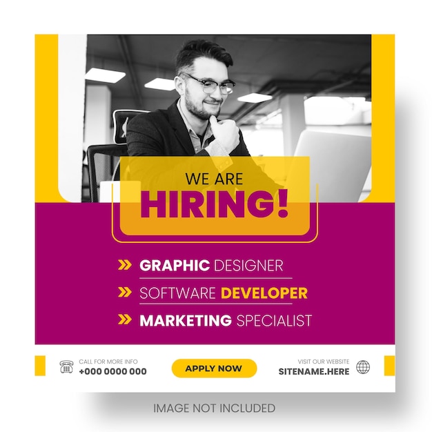 We are hiring job vacancy facebook or instagram or social media post amp web banner design template