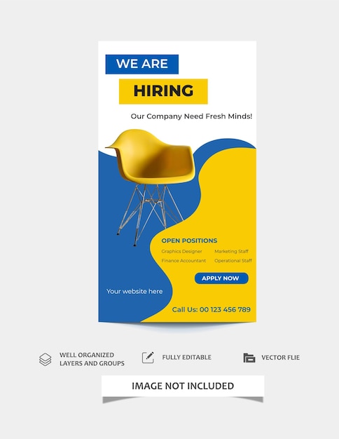 Vector we are hiring job vacancy facebook and instagram story post template design