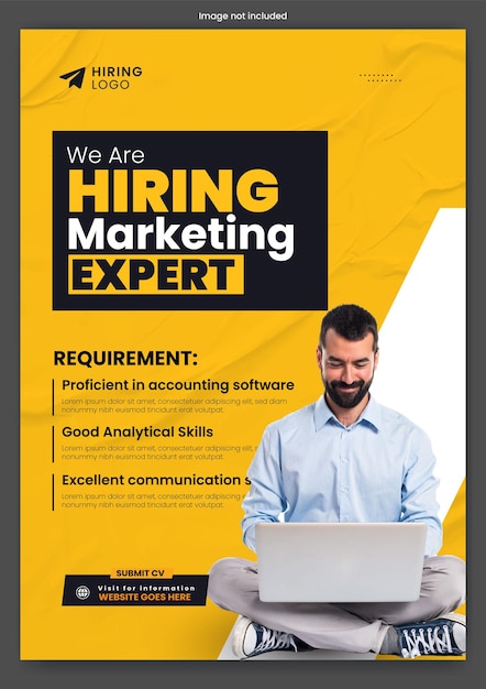 Vector we are hiring job vacancy flyer and poster banner template design and square flyer design