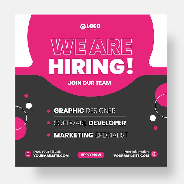 We are hiring job vacancy social media post banner design template with red color