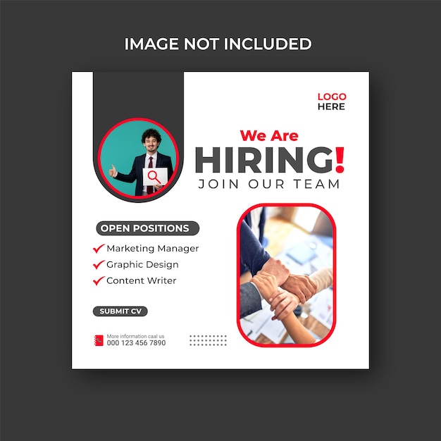 We are hiring job vacancy social media post banner design template