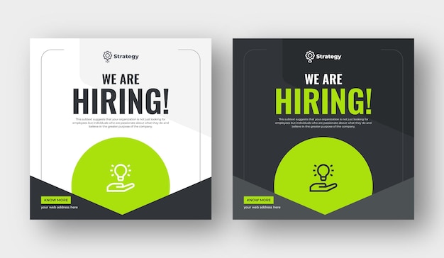 Vector we are hiring job vacancy social media post employees needed web banner template