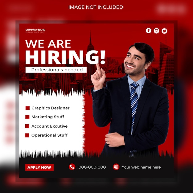 We are hiring job vacancy social media post or instagram post template