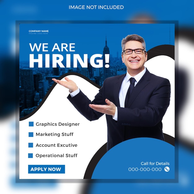 We are hiring job vacancy social media post or instagram post template