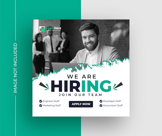 We are hiring job vacancy social media post or square web banner template design