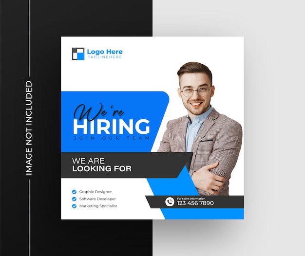 We are hiring job vacancy social media post or square web banner template design