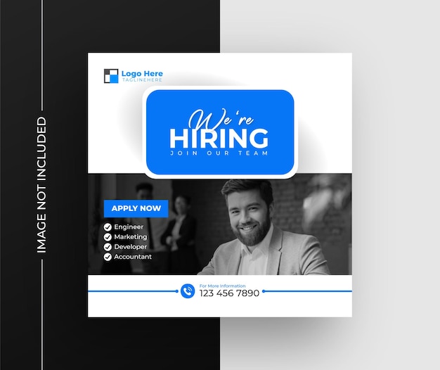 We are hiring job vacancy social media post or square web banner template design