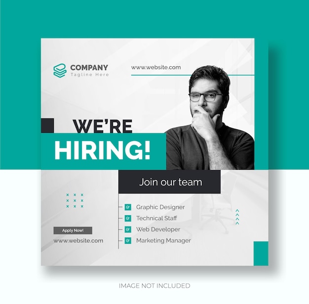 We are hiring job vacancy social media post or square web banner template design