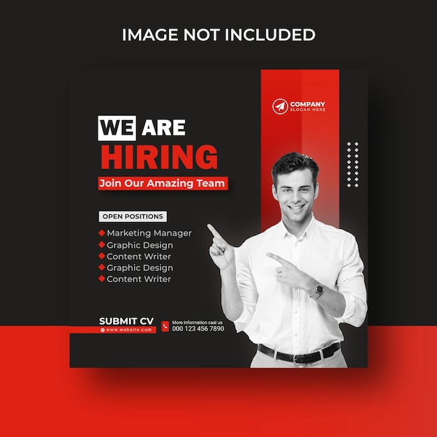 Vector we are hiring job vacancy social media poster banner design template