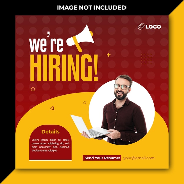 We are hiring job vacancy square banner or social media post template Premium quality