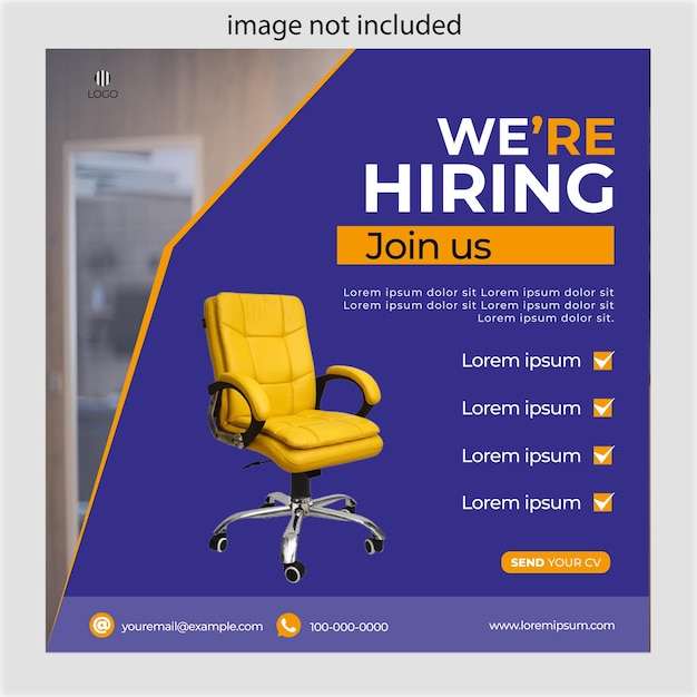 We are hiring job vacancy square banner or social media post