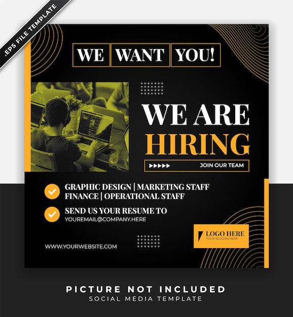 We are hiring job vacancy square poster banner or social media post template