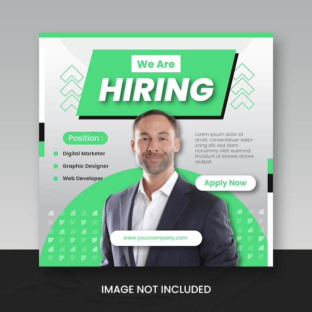 We are hiring job vacancy square social media post template