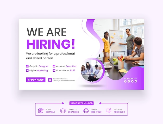 We are hiring job vacancy Webinar Or Promotional Online Seminar Web Banner Template Design