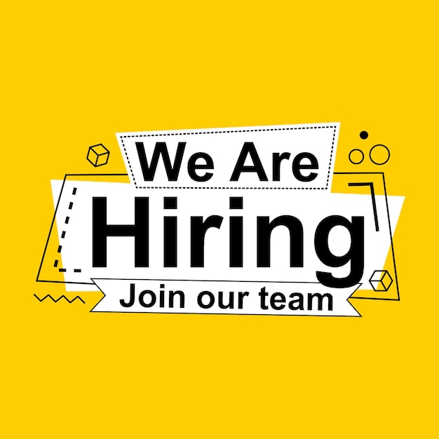 We are hiring join our team offer vacancy banner flyer vector bubble speech orange background poster