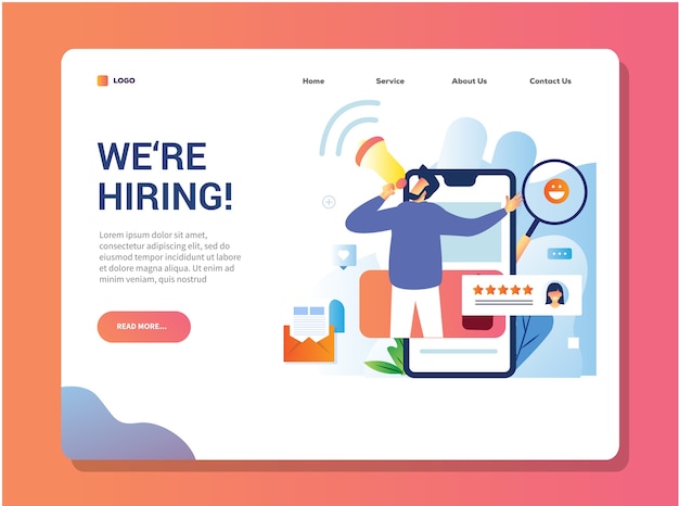 We are hiring landing page design for open recruitment an employee or staff