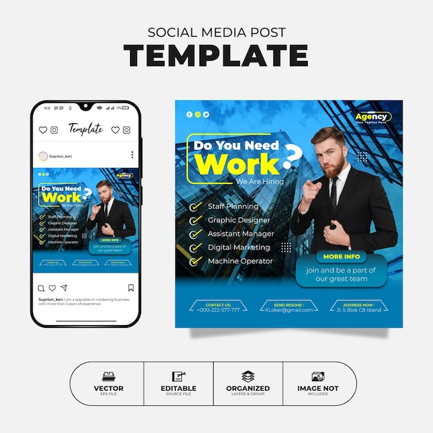 We Are Hiring And Recruitment Social Media Instagram Post And Banner Template