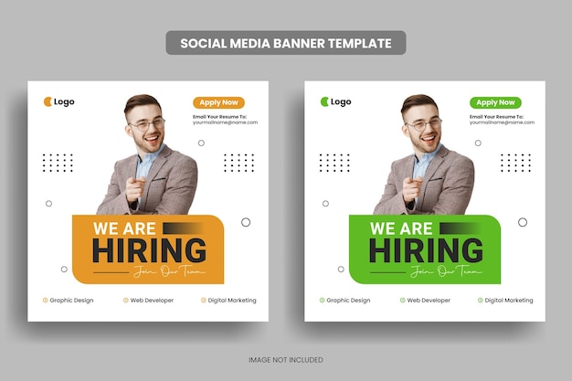 We are hiring social media post banner template or job vacancy square banner