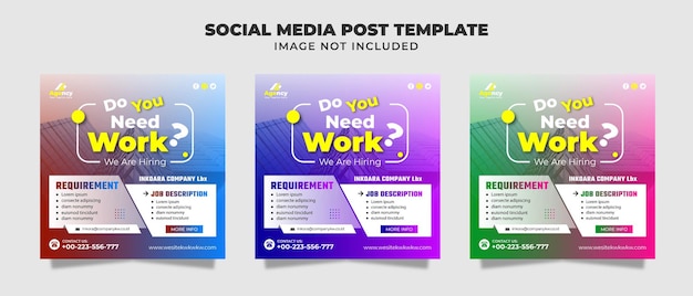 We Are Hiring of social media post Flyer And Banner templates