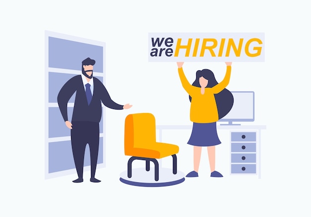 We are hiring vector Concept of Head hunters Finding new staff metaphor Vacant place in an office