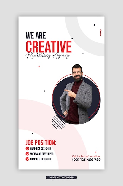 we are hiring web banner and social media post story template