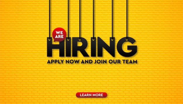 We are hiring with brick wall background template.