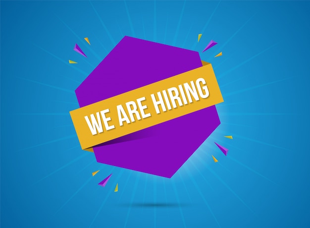 Vector we are hiring with geometric shapes. hiring recruitment design poster. 